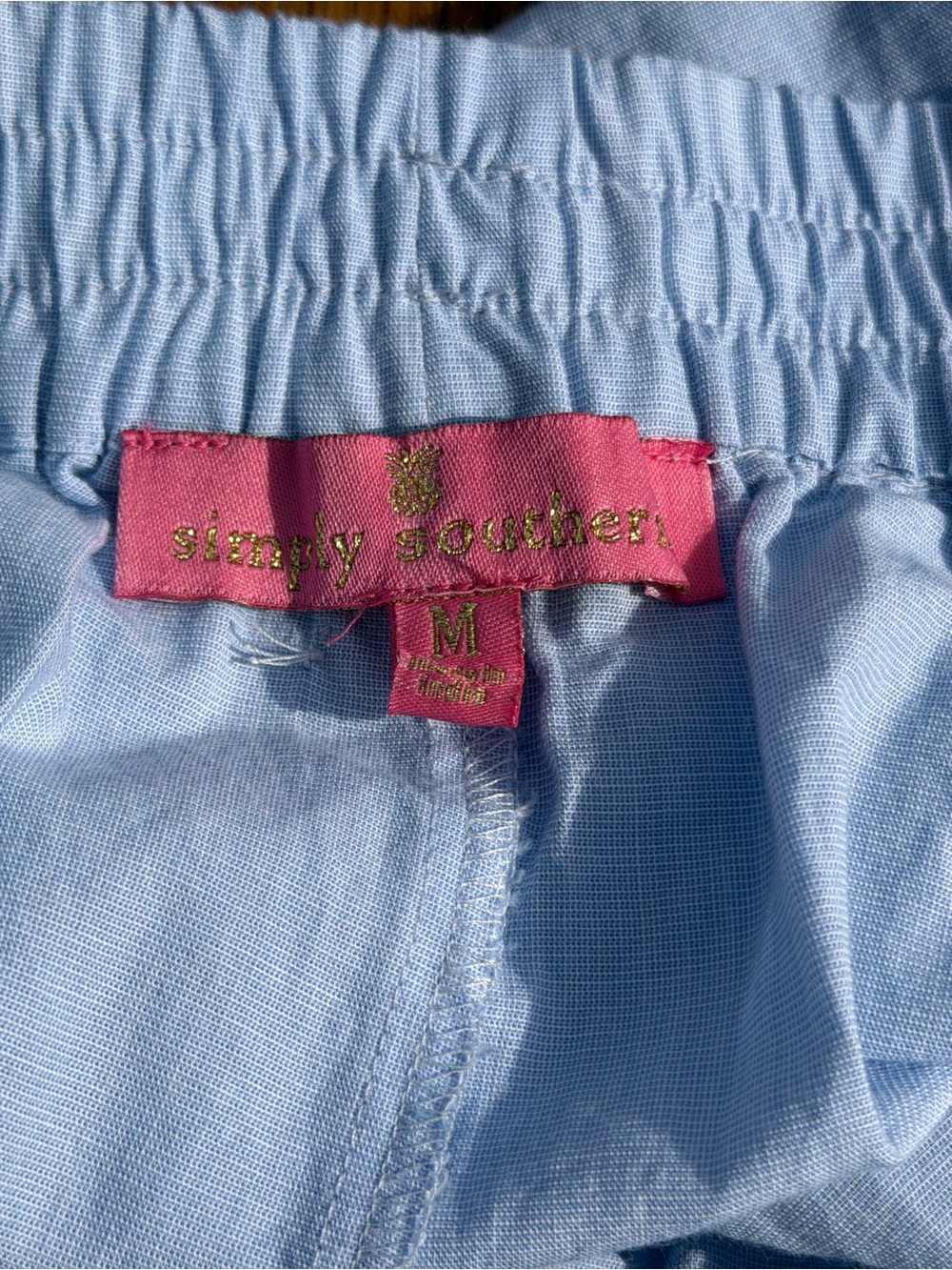 Simply Southern Blue Cotton Blouse Shorts Set M Boho Lounge Summer - Picture 12 of 12